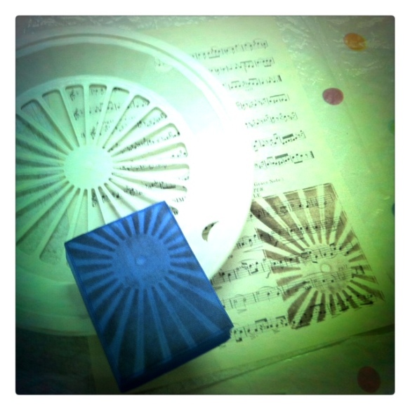 Small things make big impressions on moldable foam.  This stamp was made using a plastic strainer.